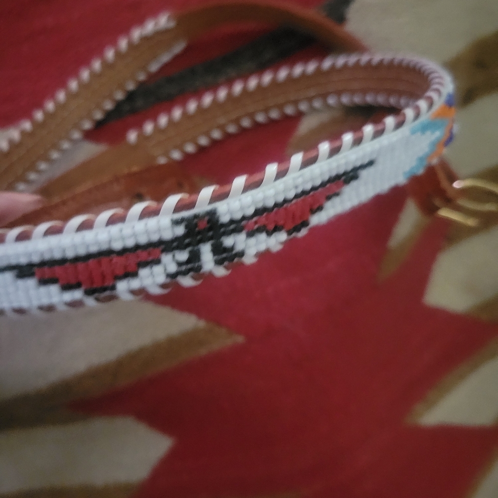 Vintage Beaded Native American Leather Belt